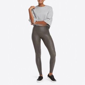 Spanx Gray Moto Leggings Faux Leather look